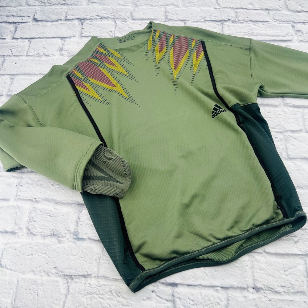 Adidas Prime Cold.Rdy Sweatshirt Crew Mens Small Olive Green Mock Neck Aeroready